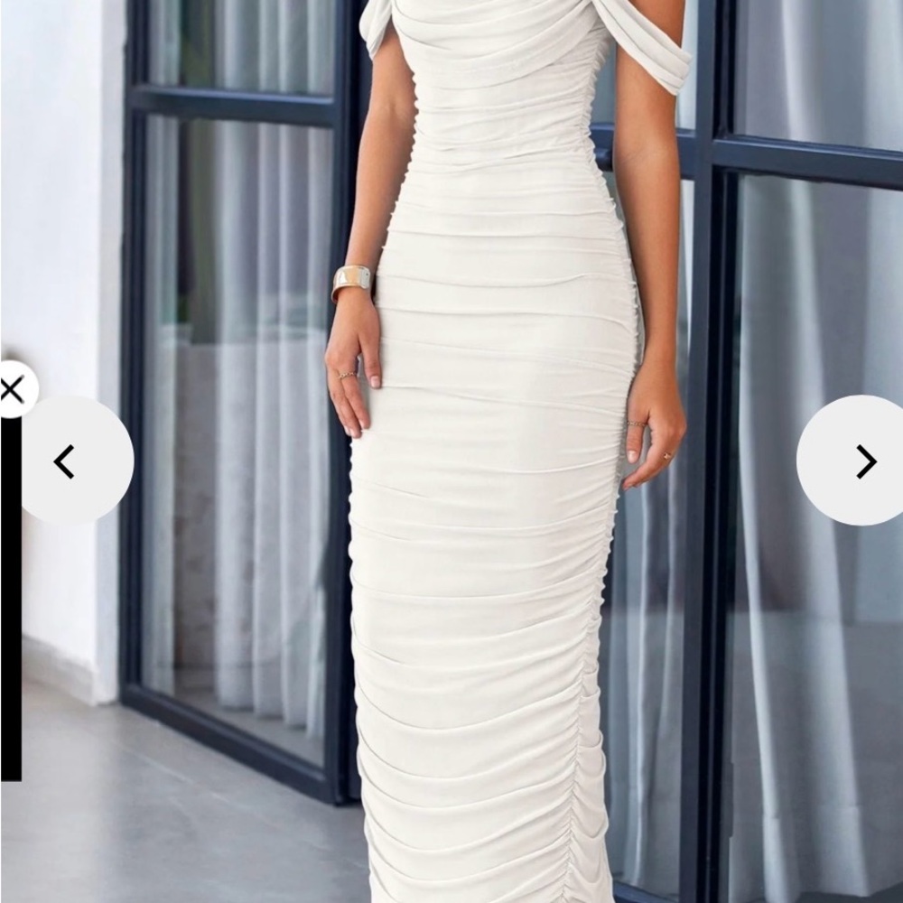 Off-Shoulder Cream Dress